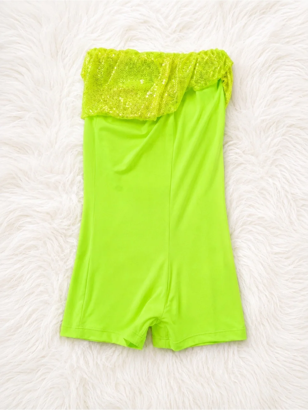 Revolution Dancewear Neon Green Sequin Fringe Dance Costume XS/C
